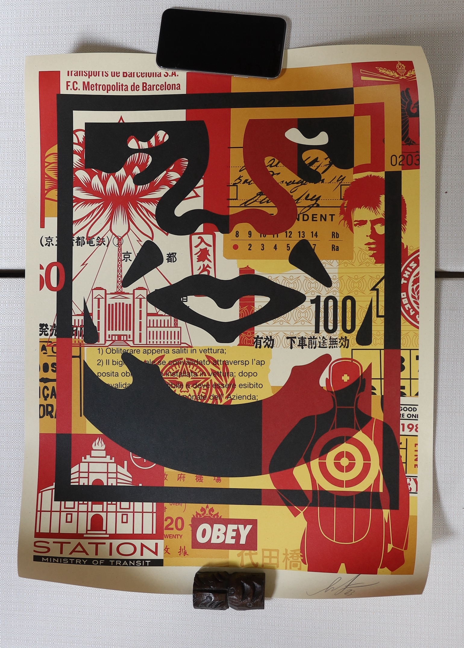 Shepherd Fairey (b.1970), three lithograph poster, Obey, signed and dated ‘23, unframed, 61 x 46cm